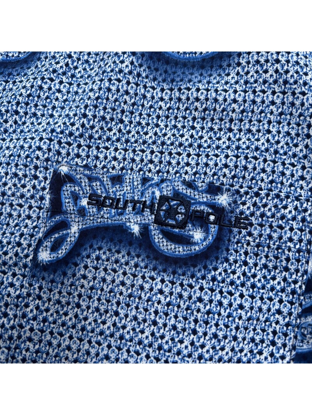Vintage South Pole Shirt Mens L Blue Y2K Baggy Embroidered Button Up Streetwear - Picture 2 of 9